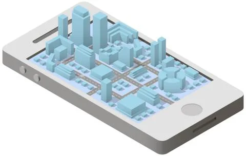 City plan isometric on smartphone Stock Illustration