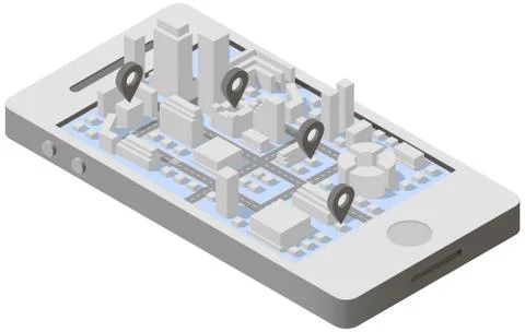 City plan isometric on smartphone Stock Illustration