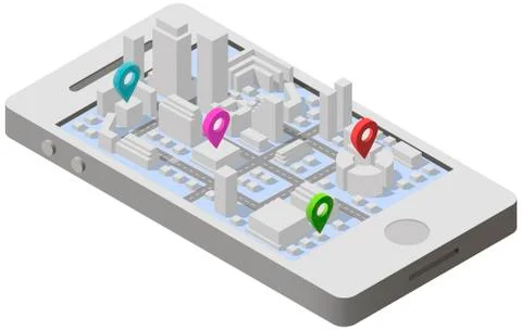 City plan isometric on smartphone Stock Illustration