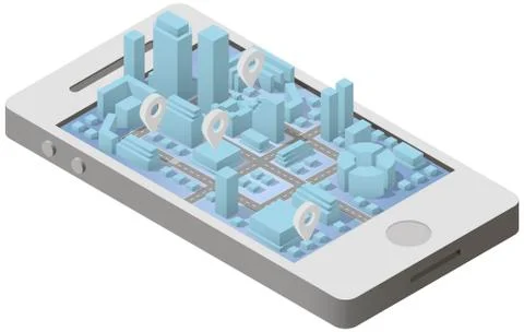 City plan isometric on smartphone Stock Illustration