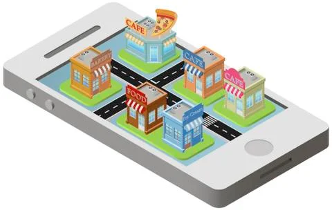 City plan isometric on smartphone Stock Illustration