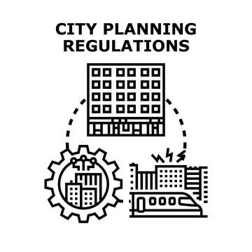 City planning regulations developing modern urban infrastructure Stock Illustration