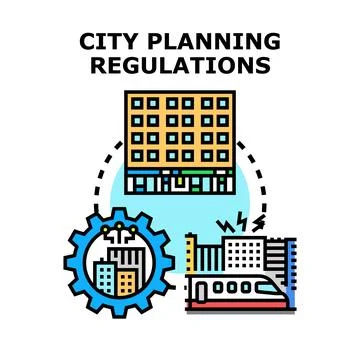 City planning regulations developing modern urban infrastructure Ilustración de archivo