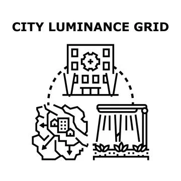 City planning smart lighting technology controlling urban grid Ilustración de archivo