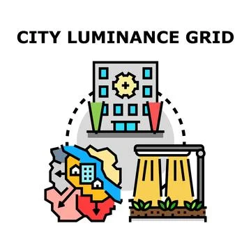 City planning smart lighting technology controlling urban grid Stock Illustration