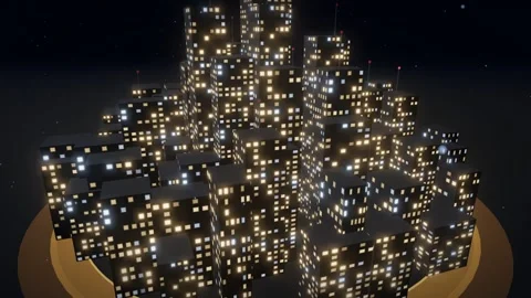 City platform with amber lights orbiting animation Stock Footage 340201298