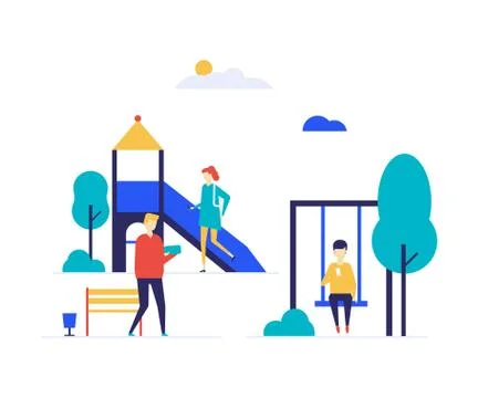 City playground - flat design style colorful illustration Stock Illustration