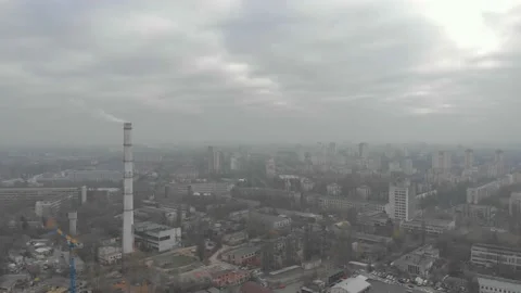 City Pollution With Smog Stock Footage 144062279