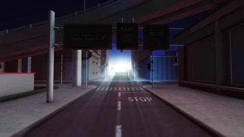 City with Projector Brightness from Afar Stock Footage 99341114