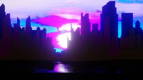 City  PURPLE Sky Background Loop  Background Stock Footage 194520896