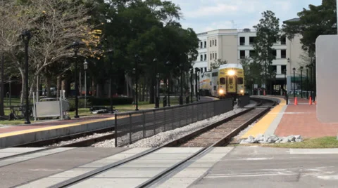City rail train passes camera Stock Footage 37256701
