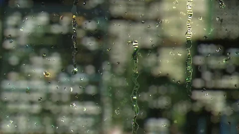 City Rain Drops on Window Animation Stock Footage 71669275