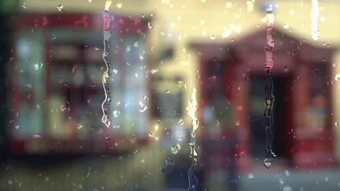 City Rain Drops on Window Animation Stock Footage 71670132
