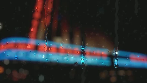 City Rain Drops on Window Animation Stock Footage 71670803