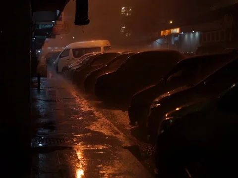 City in rain Stock Footage 121862959