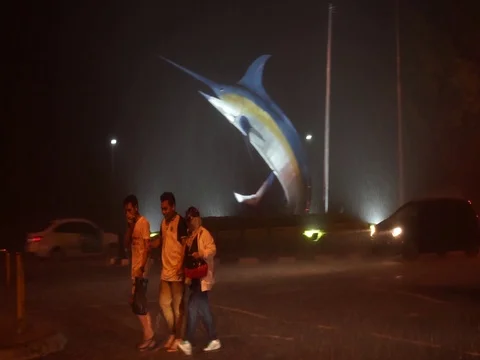 City in rain Stock Footage 121862979