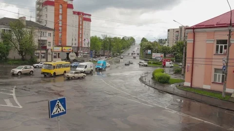 City in the rain. View of the road Stock Footage 71944958