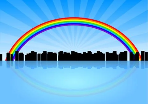 City rainbow Illustrazione stock
