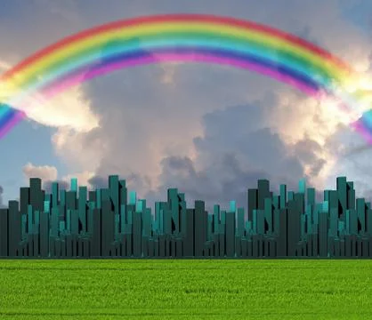 City rainbow Stock Illustration