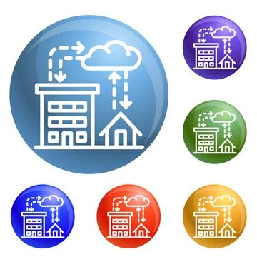 City rainfall icons set vector Stock Illustration