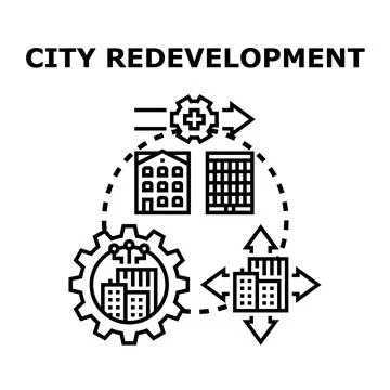 City redevelopment progress and urban planning process イラスト素材