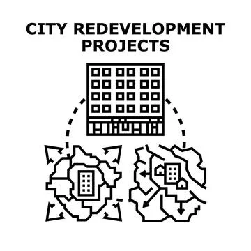 City redevelopment projects planning and urban revitalization Stock Illustration