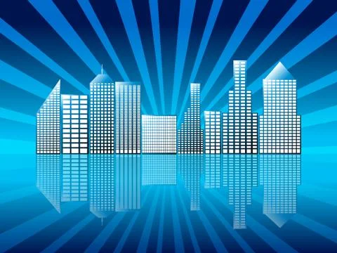 City with reflection Stock Illustration