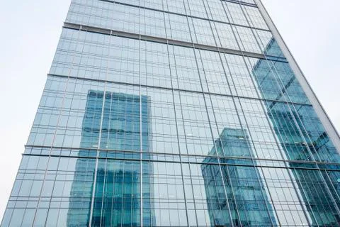 City reflection in skyscraper windows in Chengdu, China Stock Photos