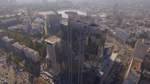 City reflection on the skyscraper's windows Stock Footage 56020856