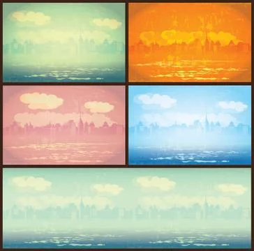 City in Retro Posters Stock Illustration