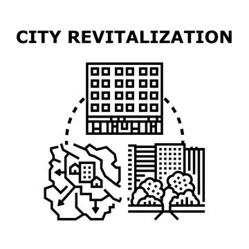 City revitalization program rebuilding urban area developing Stock-Illustration
