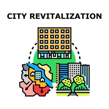 City revitalization program rebuilding urban area developing 库存插图