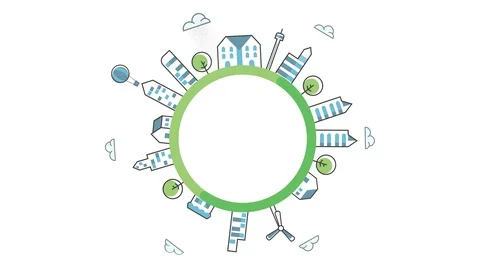 The city revolves around the empty circle, save the world concept , green enviro Stock Footage 120218976