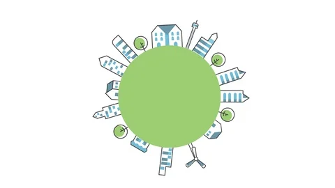 The city revolves around the empty circle, save the world concept , green enviro Stock Footage 120218995