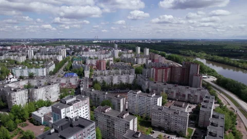 City, river and clouds Stock Footage 219839380