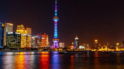 City River at Night Stock Footage 235945107