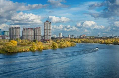 City on the river Stock Photos