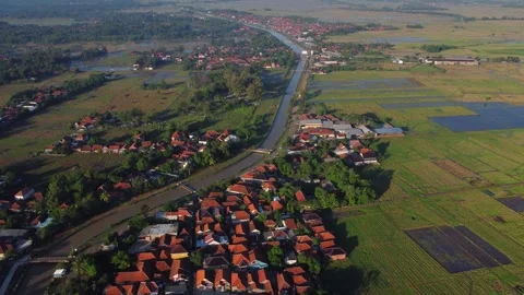 A city with a river running through it Stock Footage 319019348