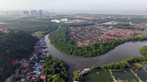 City with a river running through it Stock-Footage 329348275