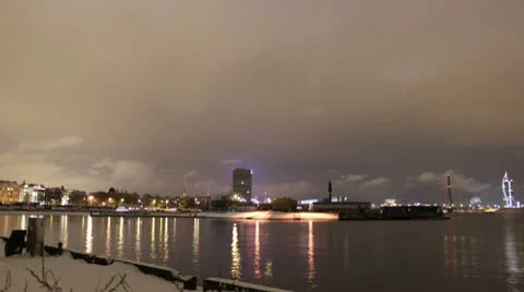 City river timelapse in winter 4k Stock Footage 10789523