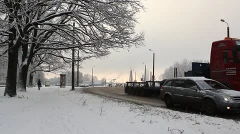 City road intersection in winter Stock Footage 16473110