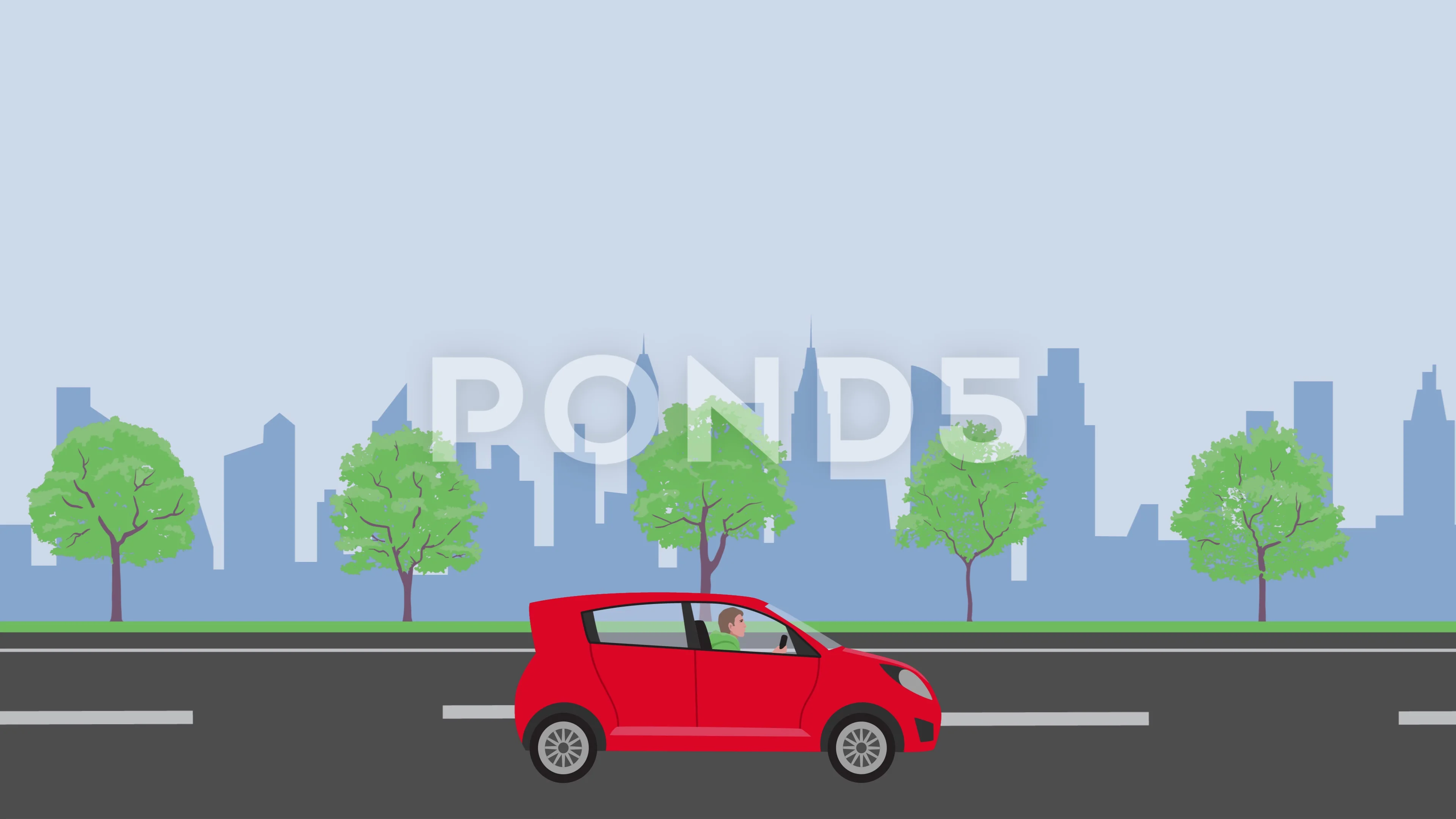 City road seamless animation with car | Stock Video | Pond5