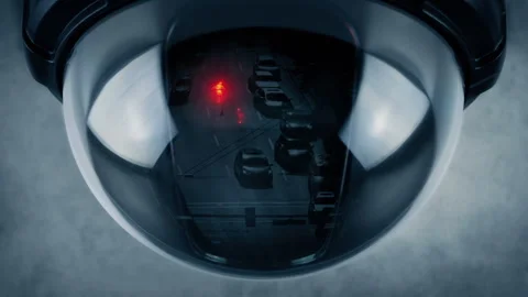 City Road Traffic Reflection In Dome CCTV Camera Stock Footage 164410973
