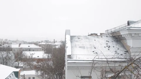 City roofs with snow Stock Footage 70383616