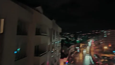 City rooftop at night Stock Footage 281519956