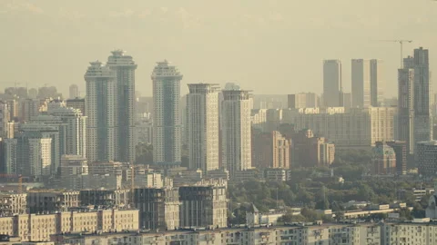 City Rooftop View of Moscow Skyline Stock Footage 320195053