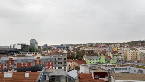 City Rooftops On A Cloudy Day, Brno, Czech Republic, Moving View Stock-Footage 270520554