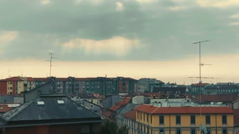 City Rooftops on a Cloudy Day Stock Footage 279008822