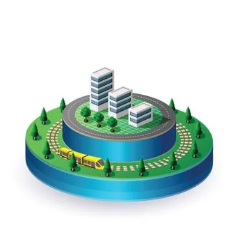 City on a round base Stock Illustration