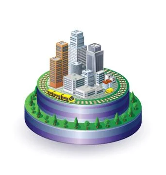 City on a round base Stock Illustration